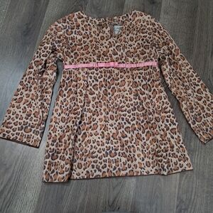 Ann Loren Cheeta Print Top With Pink Bow Belt Size 4/5T Shirt